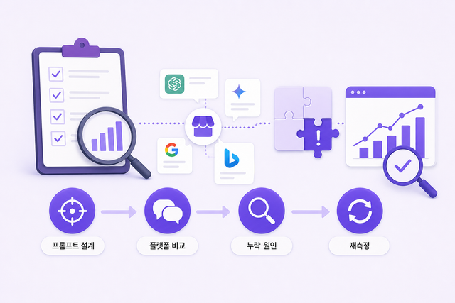 ChatGPT와 클로드로 AI 브랜드 인용 점검을 진행하는 5단계 절차 인포그래픽