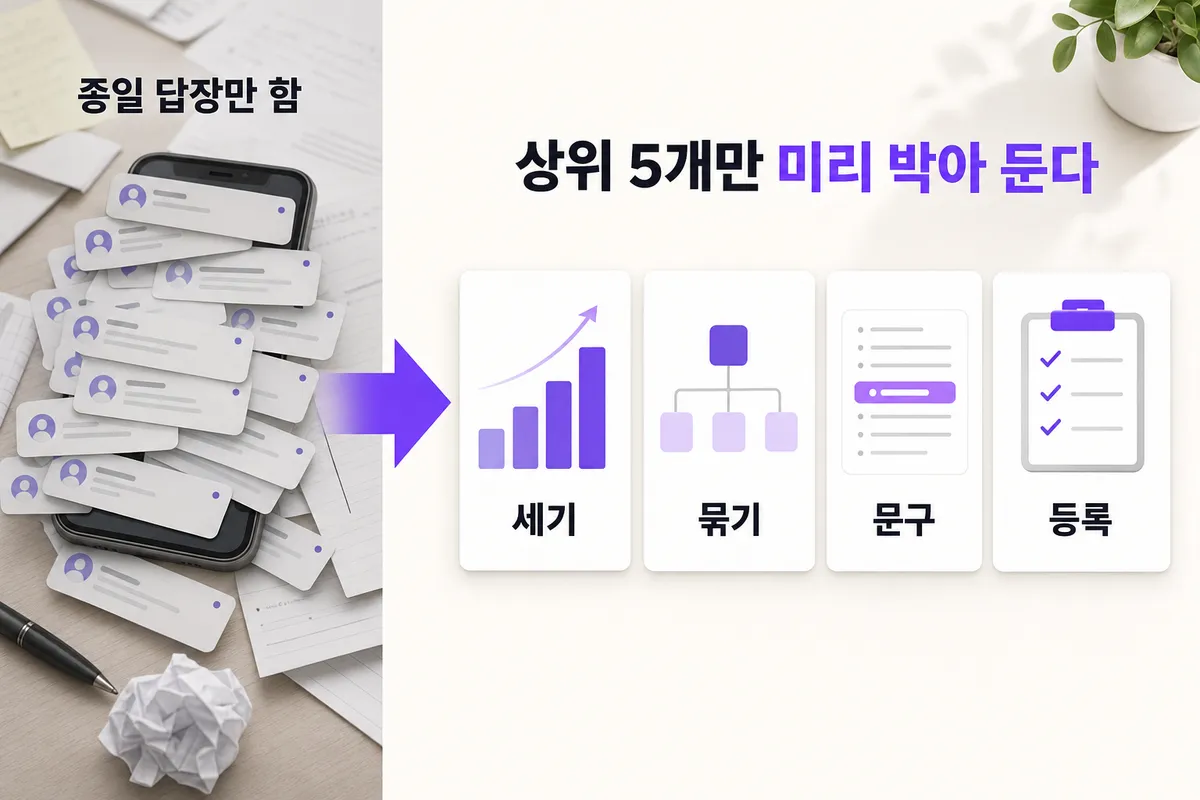 문의 응대에 하루가 다 갈 때 — 문제와 해결을 한 장으로 정리한 인포그래픽