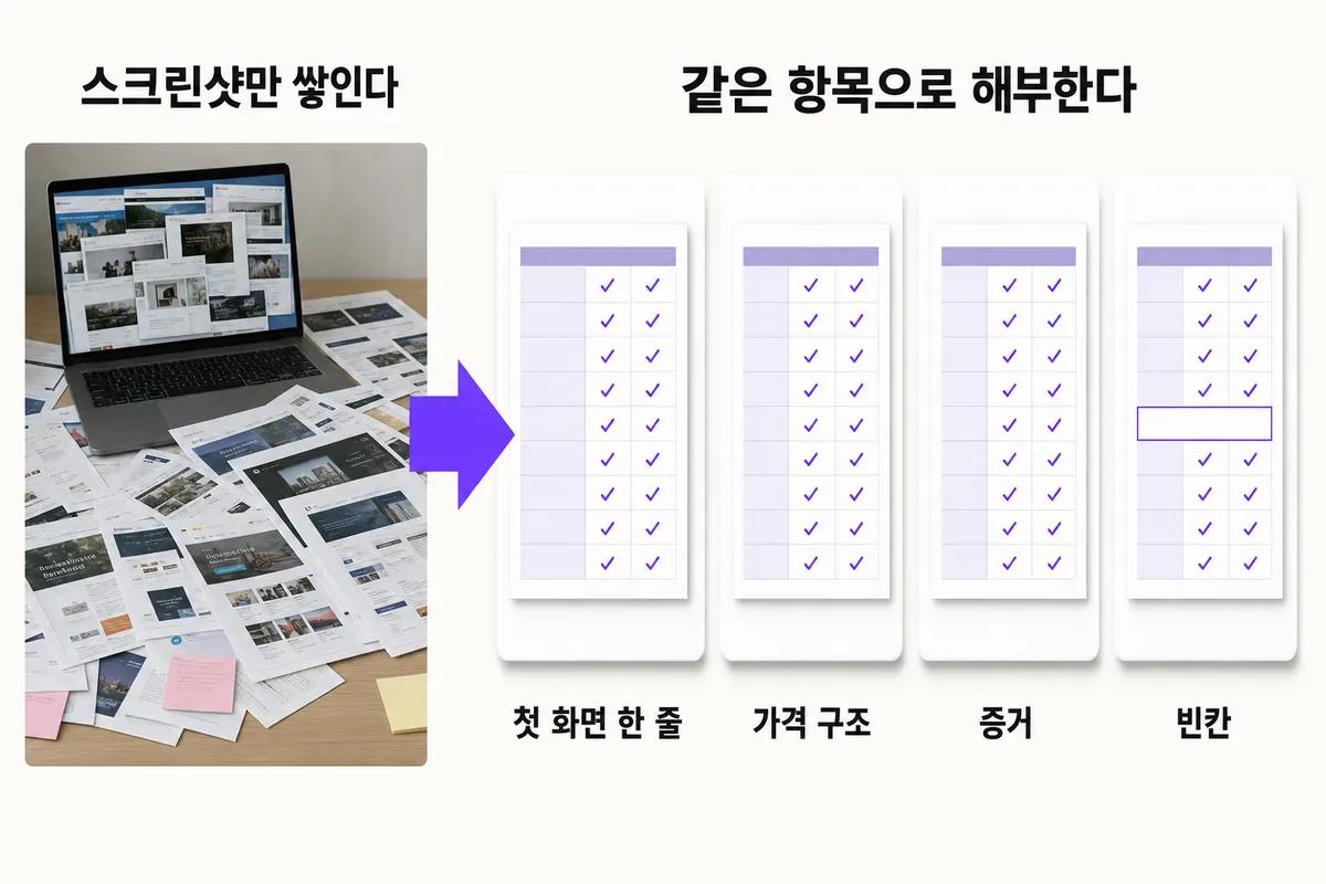 경쟁사를 봐도 뭘 봐야 할지 모를 때 — 문제와 해결을 한 장으로 정리한 인포그래픽
