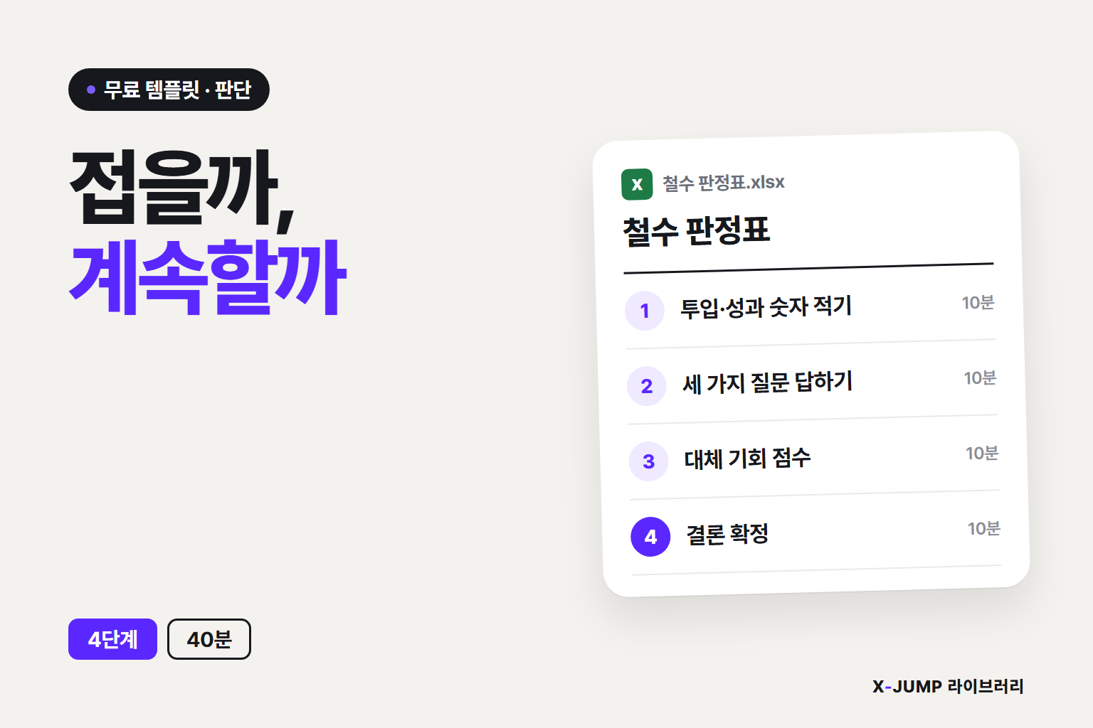 접을지 계속할지 40분에 판정하는 방법, 4단계