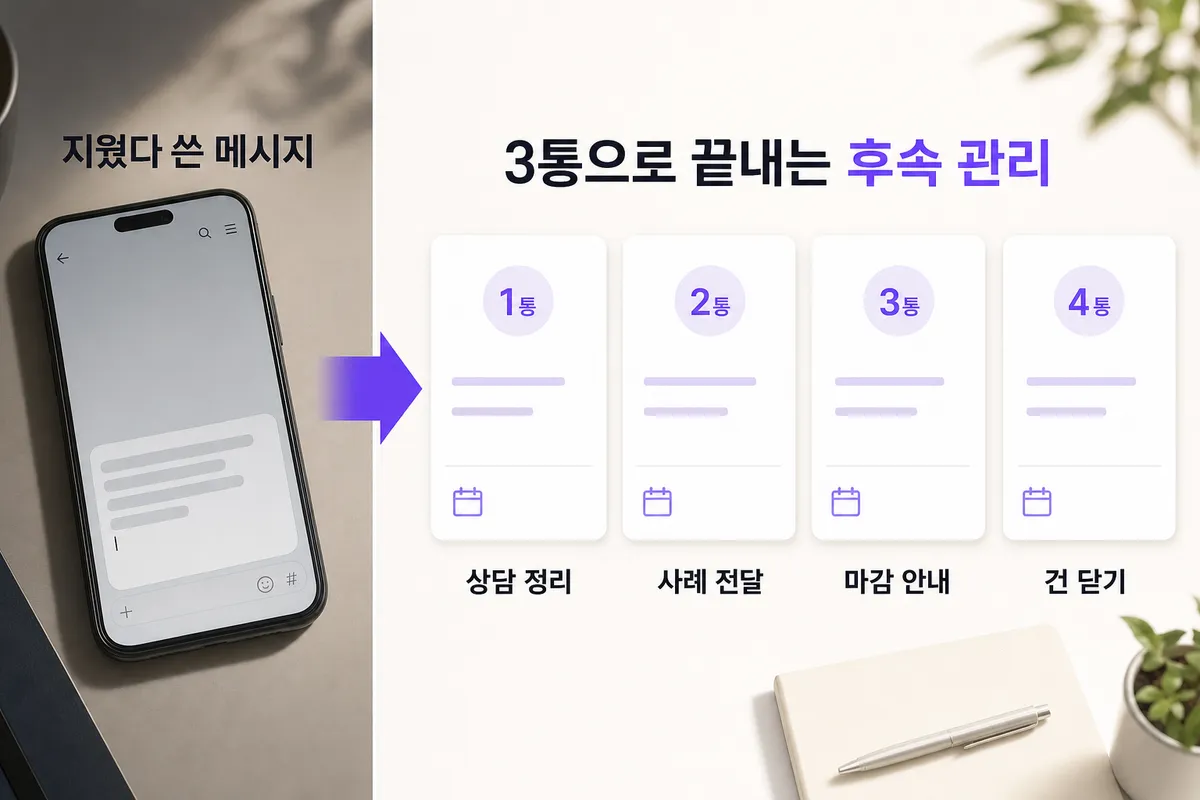 상담은 잘 끝났는데 연락이 끊길 때 — 문제와 해결을 한 장으로 정리한 인포그래픽