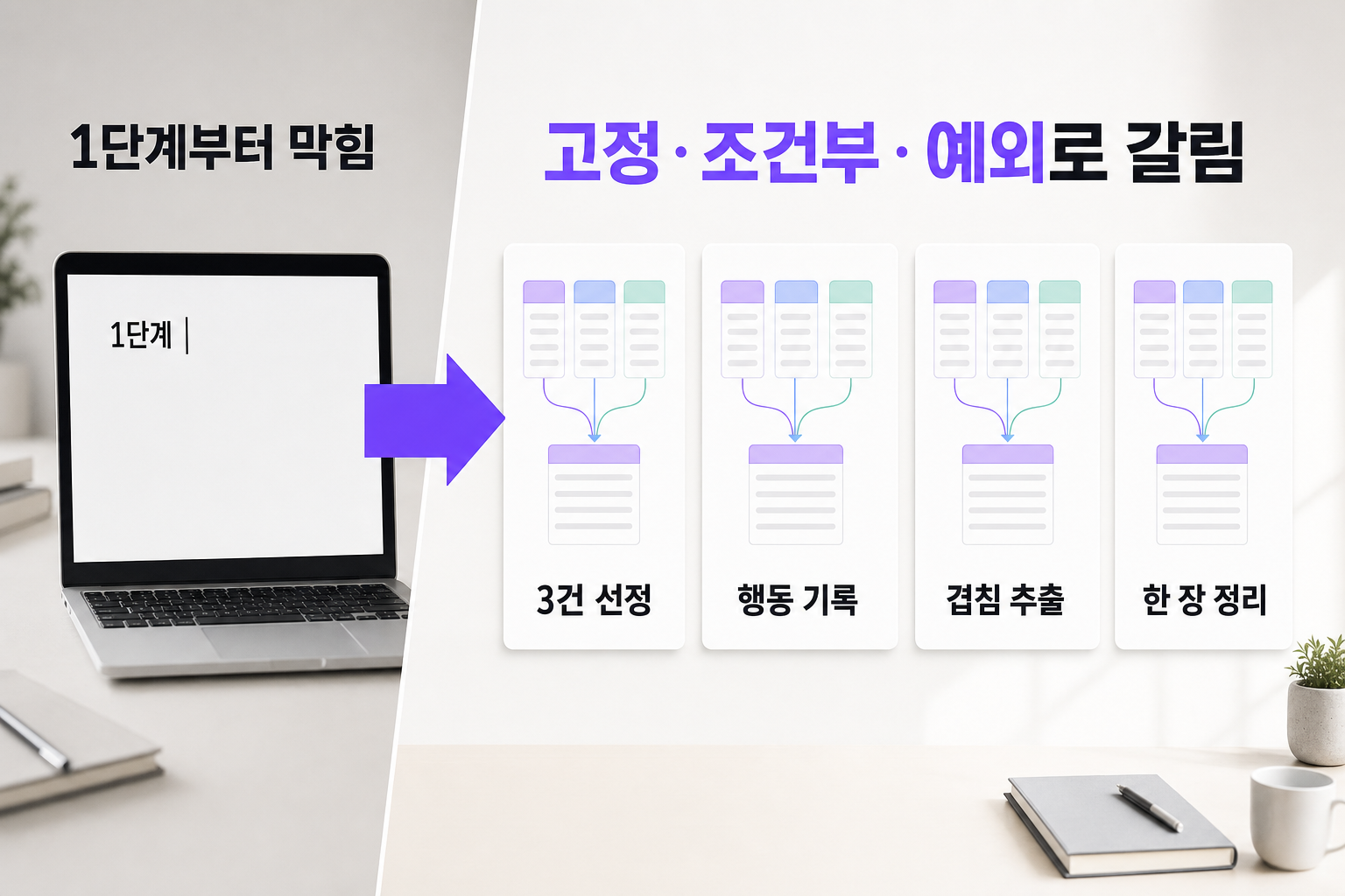 내 방법이 정리가 안 될 때 — 문제와 해결을 한 장으로 정리한 인포그래픽
