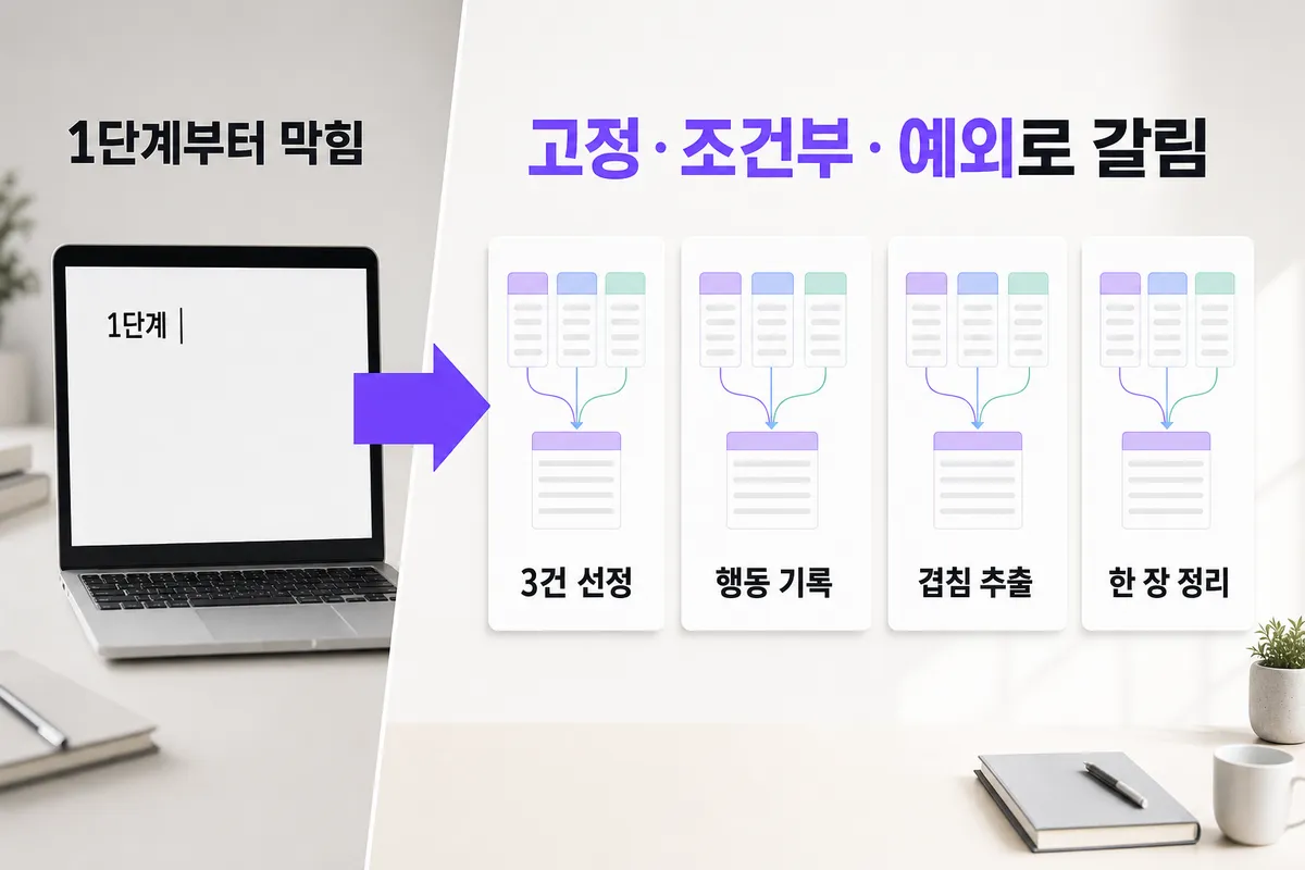 내 방법이 정리가 안 될 때 — 문제와 해결을 한 장으로 정리한 인포그래픽
