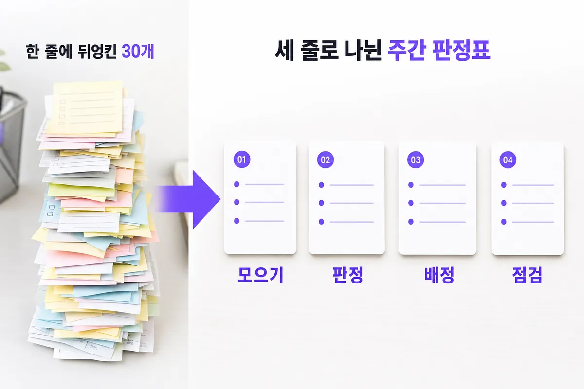 뭘 먼저 해야 할지 매일 헷갈릴 때 — 문제와 해결을 한 장으로 정리한 인포그래픽