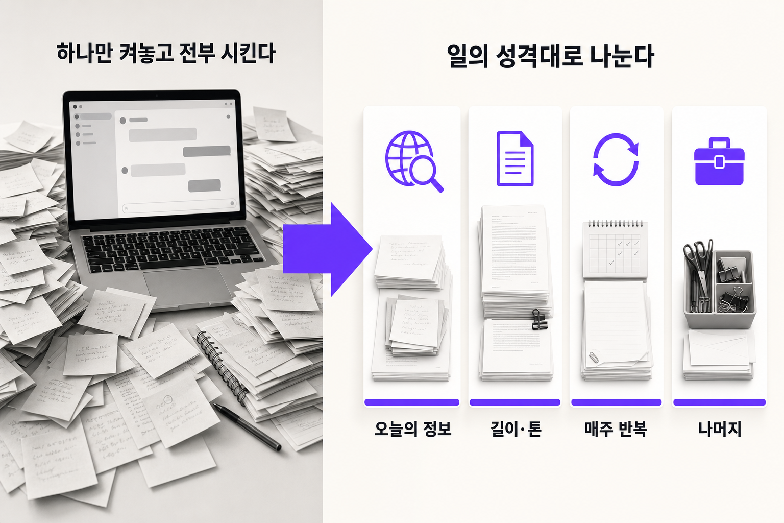 클로드·제미나이·챗지피티, 이 일엔 뭘 켜야 하나 — 문제와 해결을 한 장으로 정리한 인포그래픽
